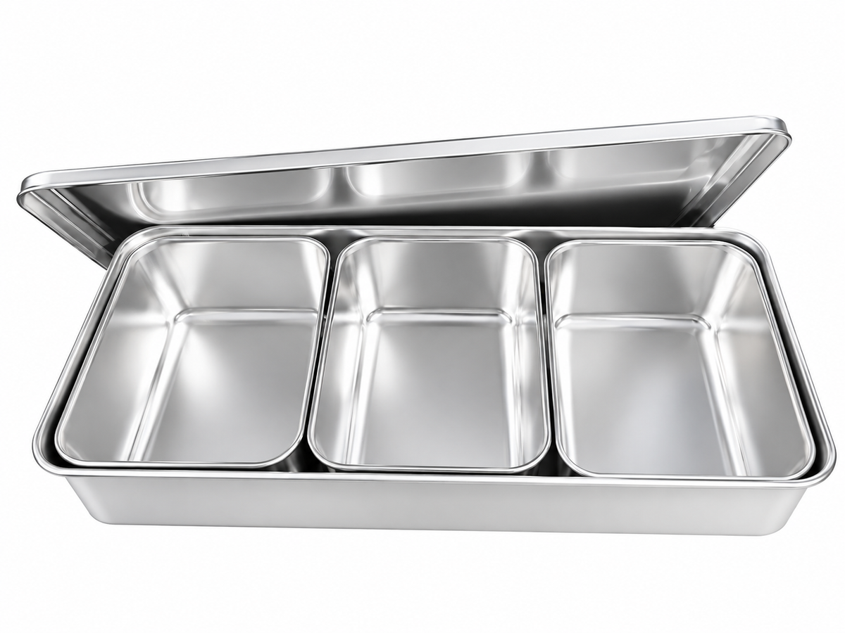 EBM Pressed Yakumi Stainless Container Set - 3 Inserts (330×145×60mm)