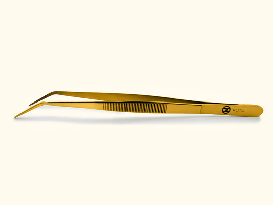 KUTO Gold Angled Plating Tweezers 20cm