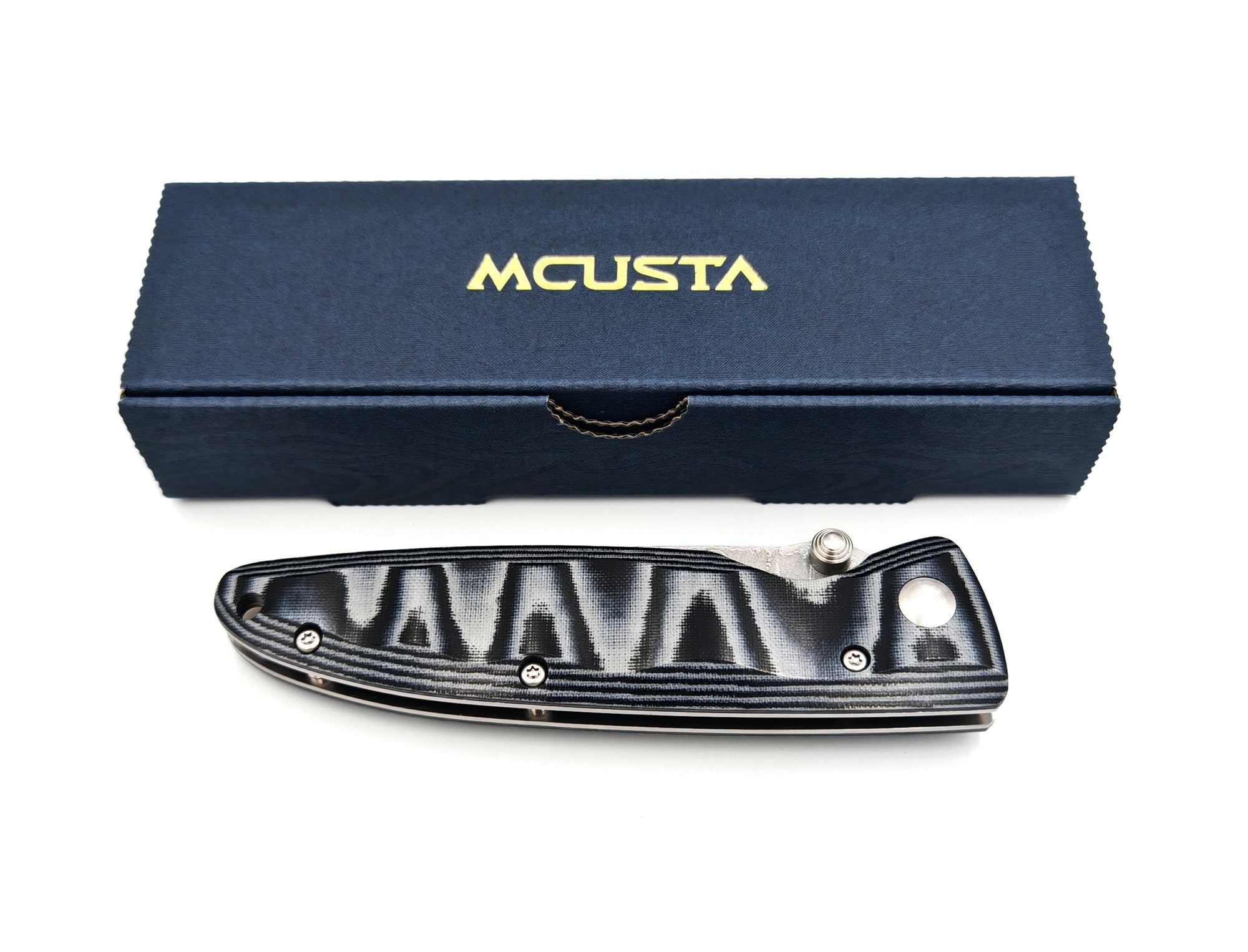 Mcusta Classic Wave VG10 Damascus Blue Micarta 195mm
