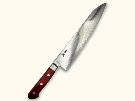 Tomihisa 68 Layer Red Handle Gyuto 240mm