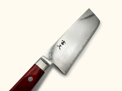 Tomihisa 68 Layer Red Handle Nakiri 165mm