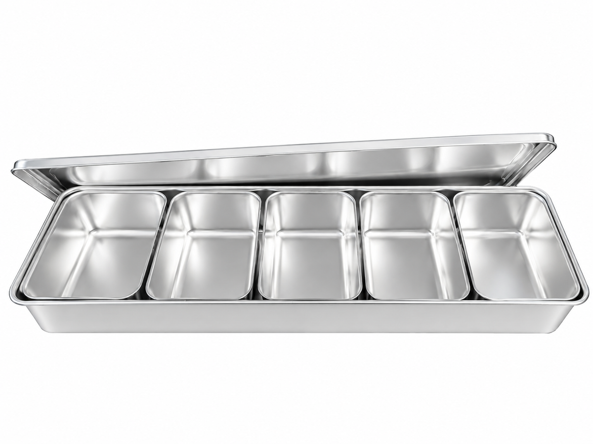 EBM Pressed Yakumi Stainless Container Set - 5 Inserts (543×145×60)